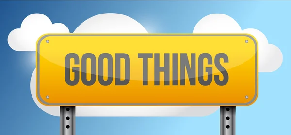 Good things yellow street road sign — Stock Photo, Image