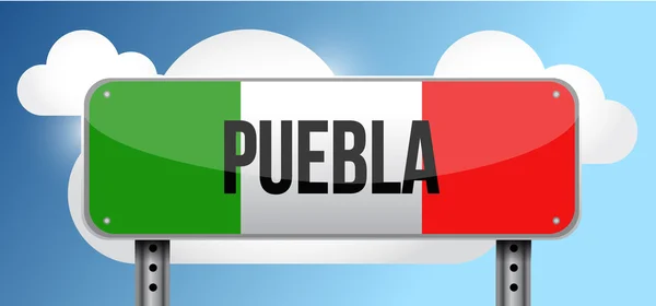 Puebla Mexiko road vägskylt illustration — Stockfoto