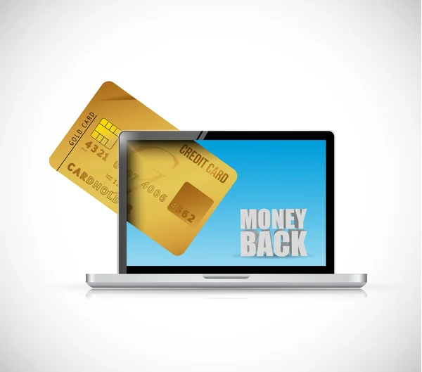 Money back computer and credit cart — Stock Photo, Image