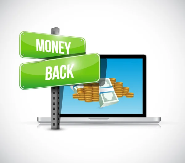 Money back and and computer laptop — Stock Photo, Image