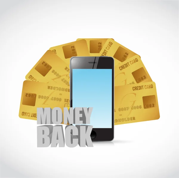 Dinheiro de volta carrinho de crédito e telefone — Fotografia de Stock
