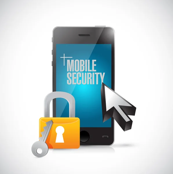 Mobile security phone and lock illustration — Stock Photo, Image