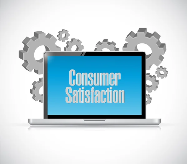 Consument tevredenheid laptop computer teken concept — Stockfoto