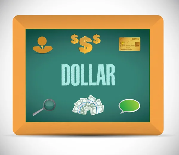 Dollartecken business ikoner svarta tavlan — Stockfoto