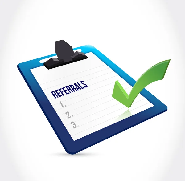 Referrals clipboard check mark — Stock Photo, Image