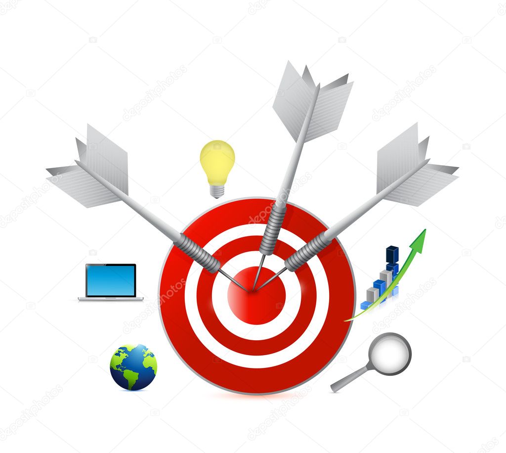 business icons and target infographics