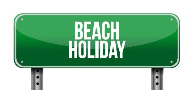 plaj tatil yol işareti illüstrasyon