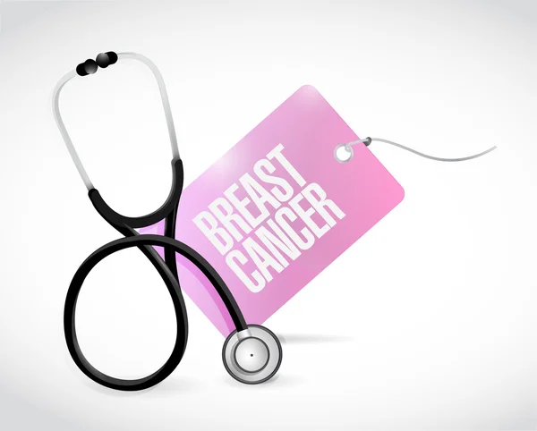 Stethoscope and breast cancer tag — Stock Photo, Image