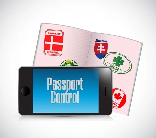 Passport control smartphone — Stock Photo, Image