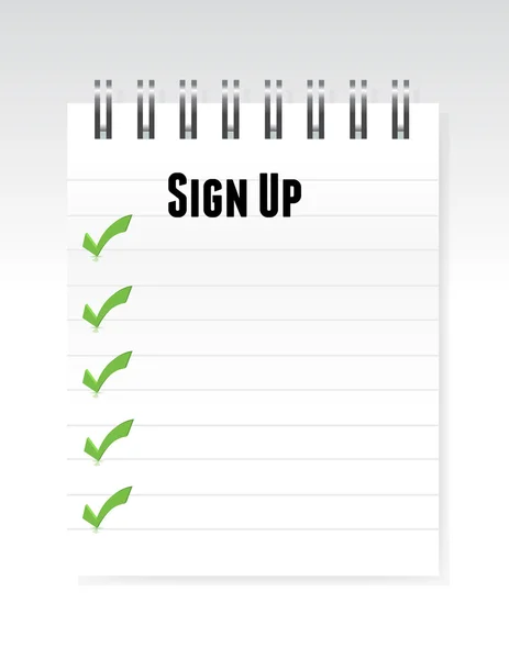 White sign up notepad illustration design — Stock Photo, Image