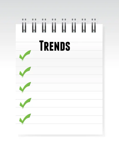 Trenderna notepad lista över träffar illustration — Stockfoto
