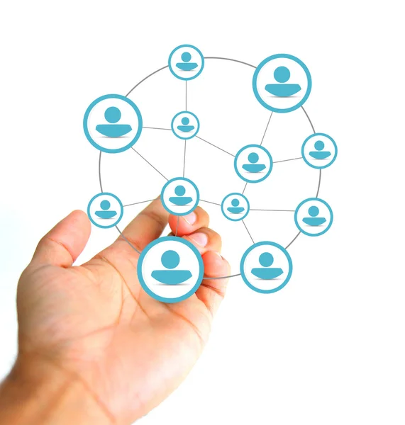 Networking concept. Hand connections diagram icons — Stock Photo, Image