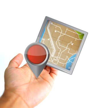 bir gps simgesi tutan el