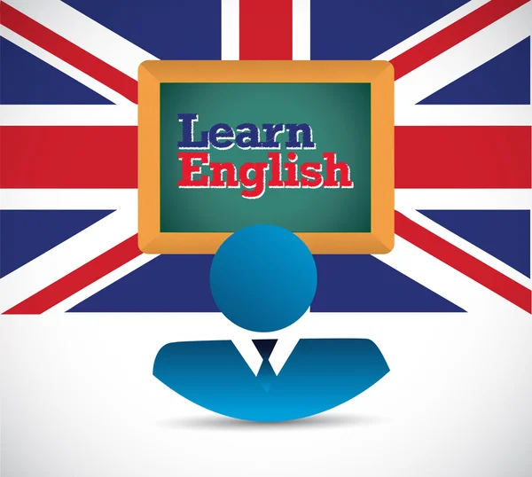 Learn english avatar and sign board — Stock Photo, Image