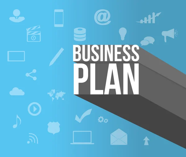 Business plan sign over icons — Stock Photo, Image