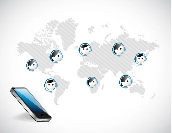 call center around the globe illustration