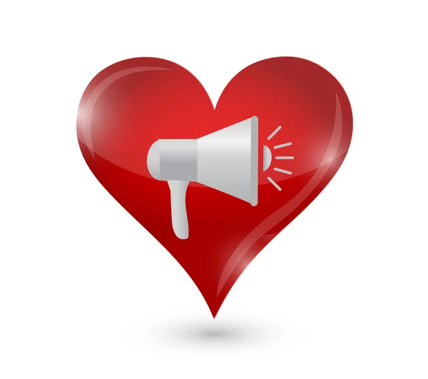 Amor corazón megáfono mensaje — Foto de Stock