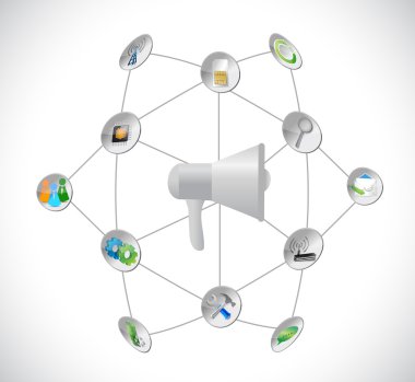 megaphone and tools network illustration design graphic isolated over white
