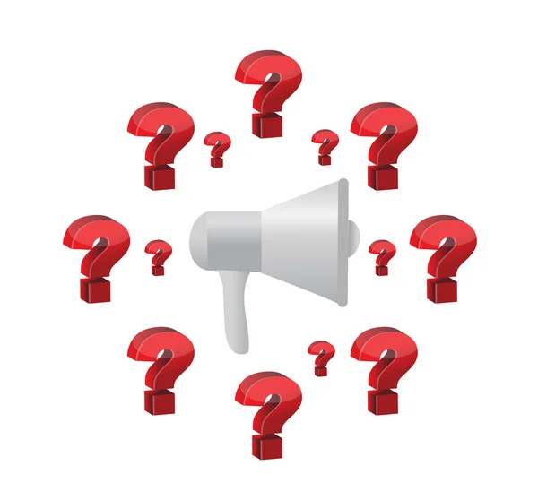 Megaphone and question marks illustration design graphic isolated over white — 스톡 사진