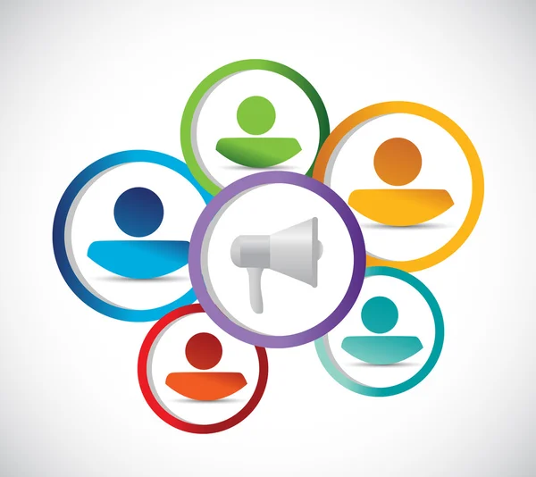 Megaphone and people network illustration design graphic isolated over white — ストック写真