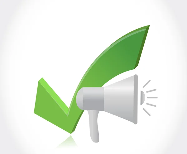Megaphone and check mark illustration design graphic isolated over white — Stockfoto