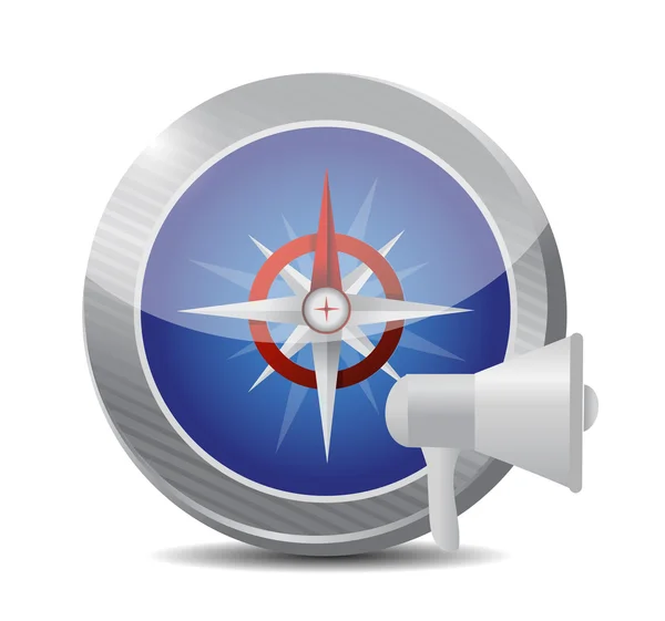 Megaphone and compass illustration design graphic isolated over white — ストック写真