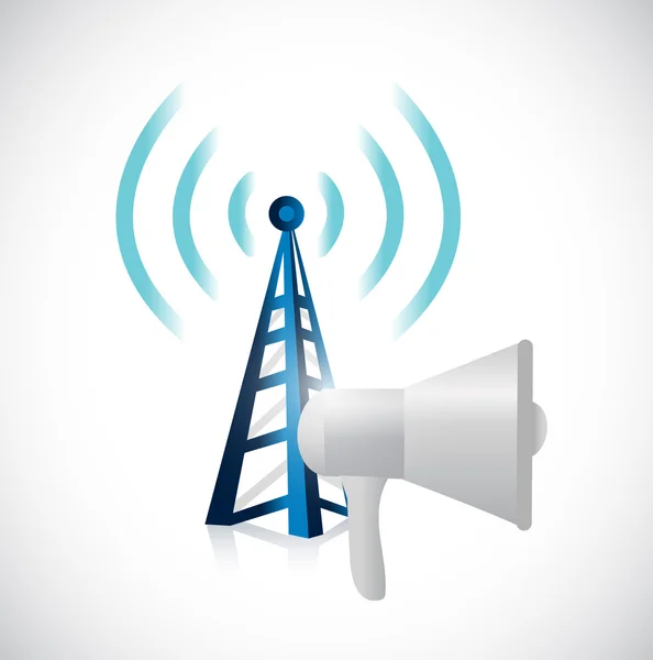 Megaphone and wifi tower illustration design graphic isolated over white — ストック写真