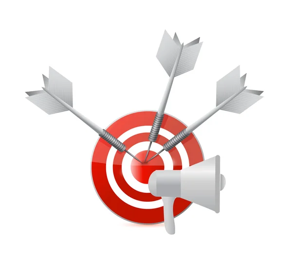 Megaphone and bulls eye target illustration design graphic isolated over white — ストック写真