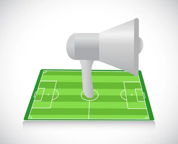 Megaphone and soccer field illustration design graphic isolated over white — ストック写真