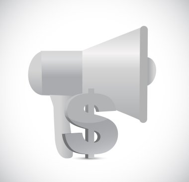 megaphone dollar currency symbol illustration design isolated over white