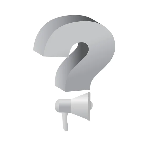 Megaphone question mark illustration design isolated over white — Stock Photo, Image