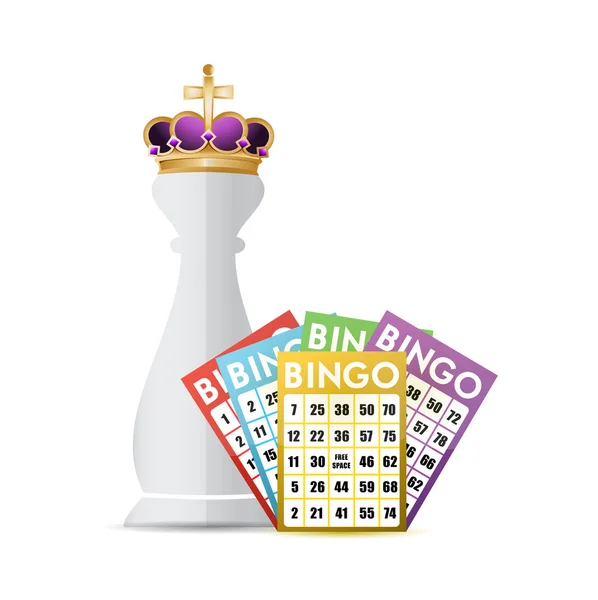 Chess king piece and bingo cards — Stock Photo, Image