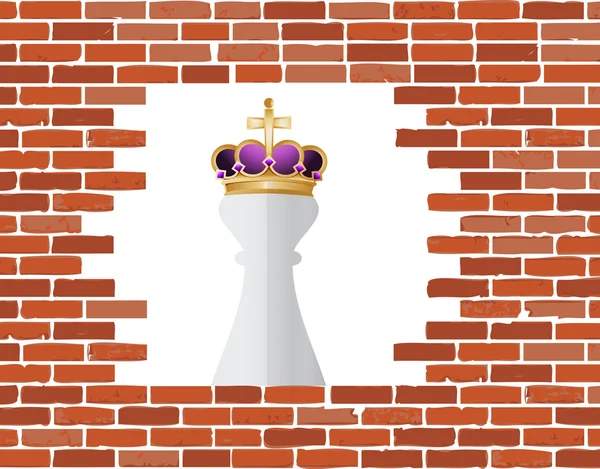 Chess king piece behind a brickwall — Stock Photo, Image