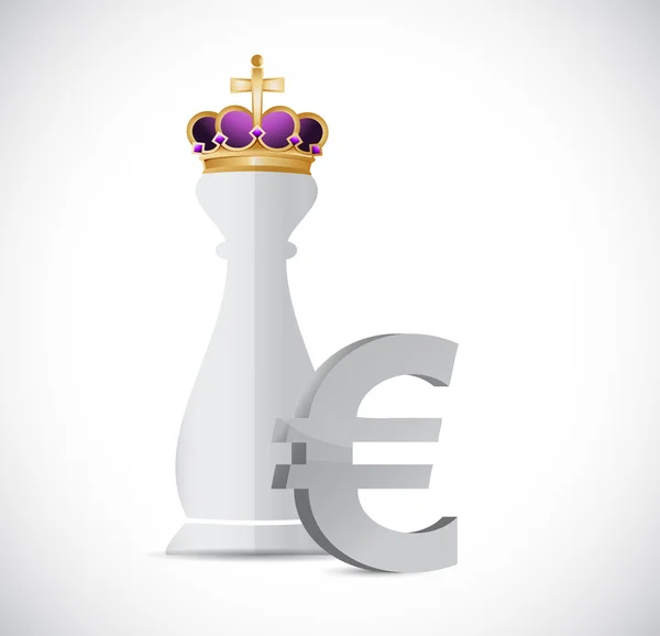 Schaken koning stuk en euro valuta — Stockfoto