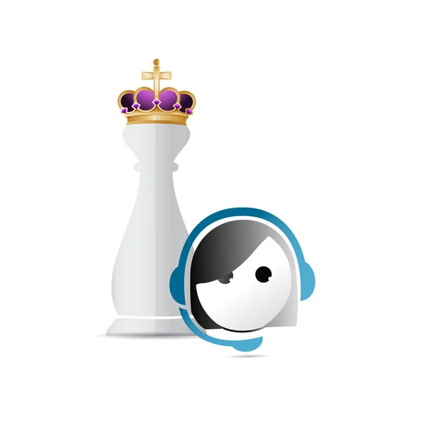 Peça de rei de xadrez e atendimento ao cliente — Fotografia de Stock