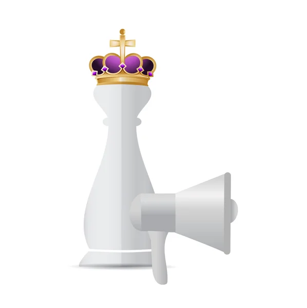 Chess king piece and megaphone — Stock Photo, Image