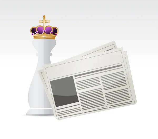 Chess king bit och tidningen — Stockfoto