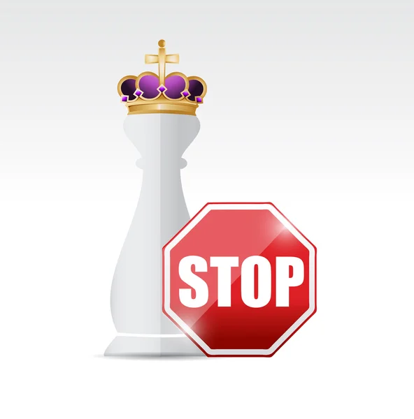 チェス王は一時停止の標識を作品します。 — ストック写真