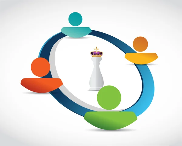 King chess piece and connection network — Stock Photo, Image