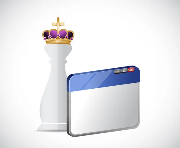 King chess piece and online browser — Stock Photo, Image