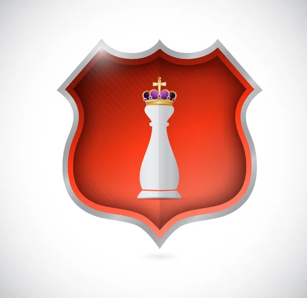 Rei peça de xadrez e escudo vermelho — Fotografia de Stock