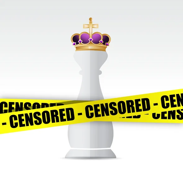 King chess piece and censored yellow tape — Stock Photo, Image