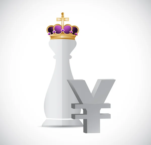King chess piece and yen currency symbol — Stock Photo, Image