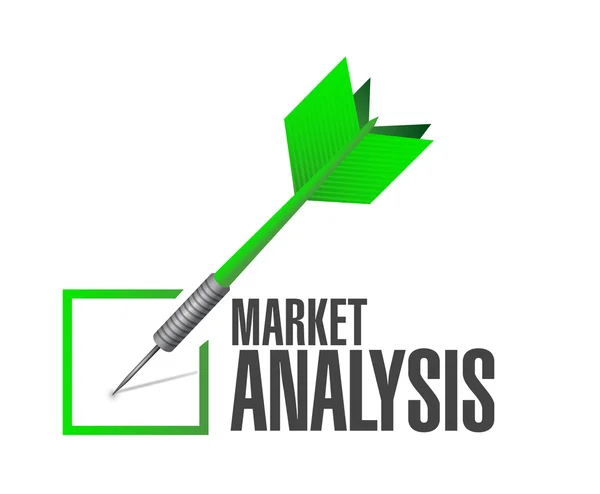 Markt analyse selectievakje dart bord concept — Stockfoto