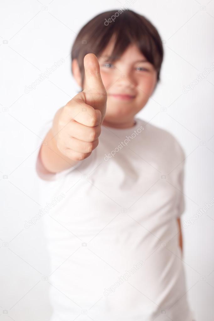 boy showing a thumbs up
