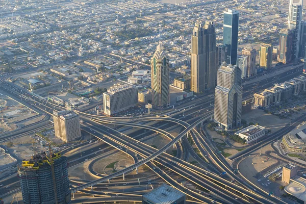 Vista aerea del centro di Dubai con cielo blu — Foto Stock