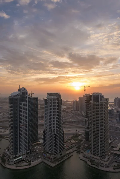 Aerial view of downtown in Dubai with blue sky — Zdjęcie stockowe