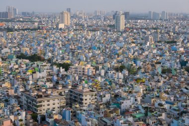 Ho Chi Minh City konut hou ile gün boyunca havadan görünümü