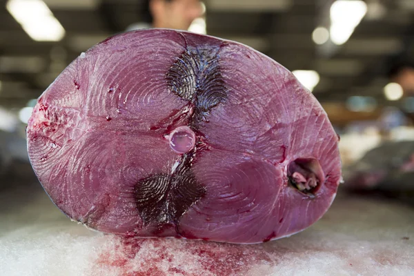 Färsk tonfisk på fiskmarknaden Dubai, Uae — Stockfoto