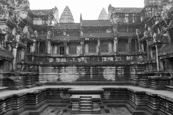 Tempel Angkor Wat in Schwarz-Weiß, Unesco-Stätte, Kambodscha — Stockfoto